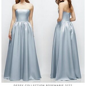 Dessy Collection Strapless Gown in Light Blue
